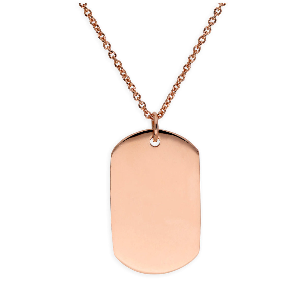 Grand collier en argent sterling plaqué or rose avec plaque d'identité militaire (40 à 60 cm)
