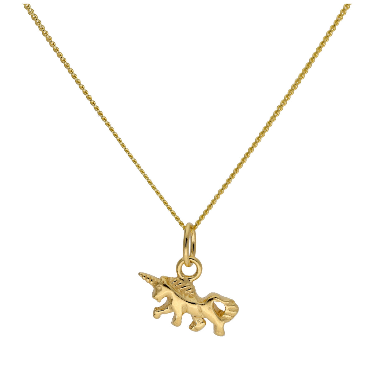 Petit collier licorne en argent sterling plaqué or de 35 à 81 cm