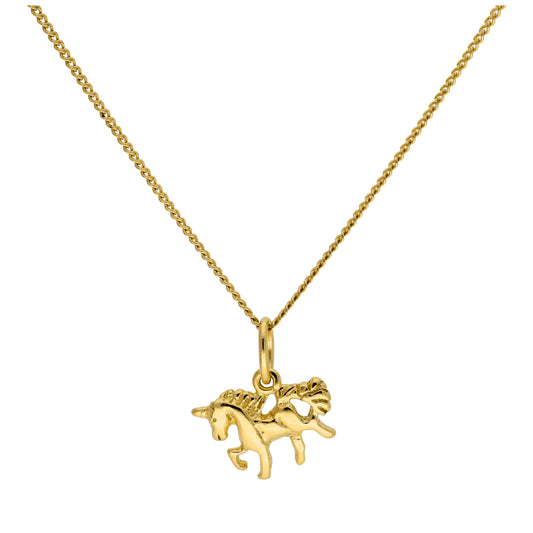 Petit collier licorne en argent sterling plaqué or de 35 à 81 cm