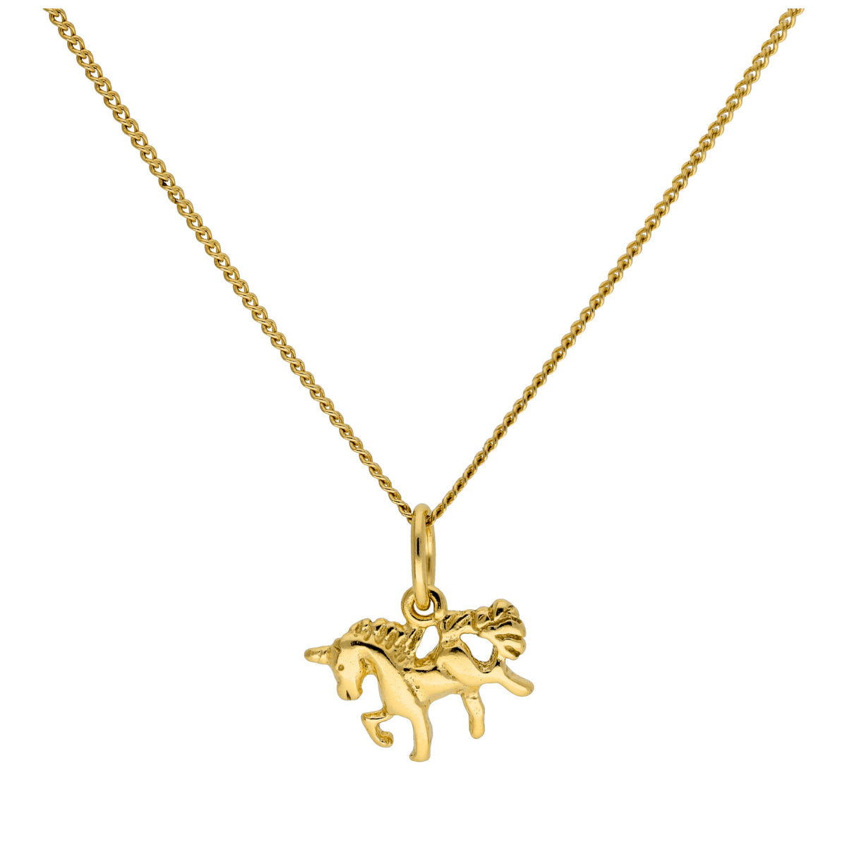 Petit collier licorne en argent sterling plaqué or de 35 à 81 cm