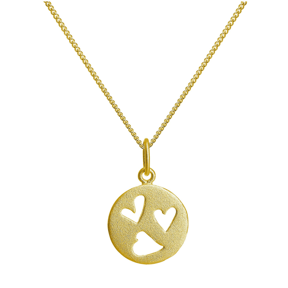 Collier triple cœur en argent sterling plaqué or de 35 à 81 cm