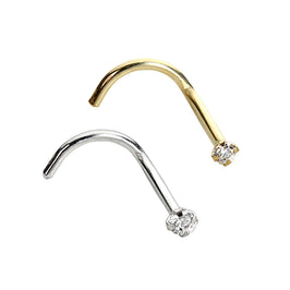 Ensemble de vis de nez en or jaune et blanc 9 carats avec zircones cubiques de 1,5 mm