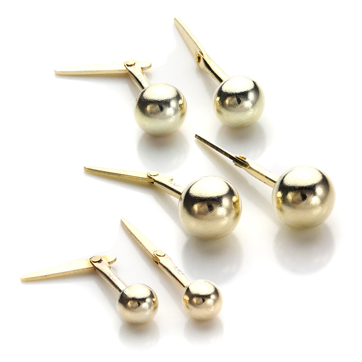 Ensemble de boucles d'oreilles triples Andralok en or 9 carats, boules de 3, 4 et 5 mm