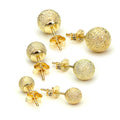 Ensemble de boucles d'oreilles triples à tige en or 9 carats givré de 4, 5 et 6 mm
