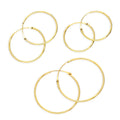 Ensemble de boucles d'oreilles créoles triples en or 9 carats de 0,8 mm, 14, 16 et 20 mm