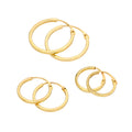 Ensemble de boucles d'oreilles créoles triples carrées en or 9 carats de 1 mm, 10, 12 et 14 mm