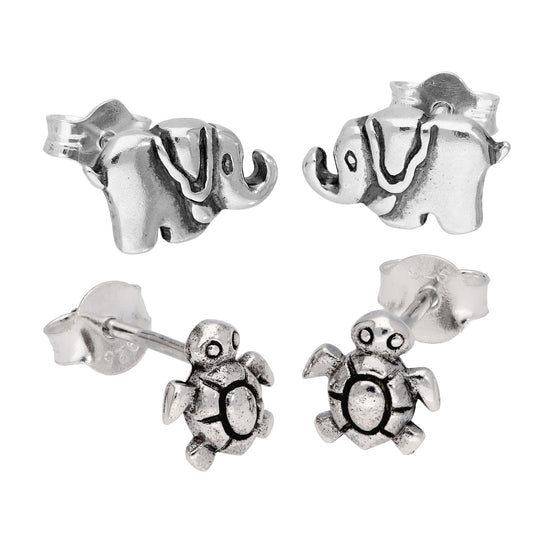 Ensemble de boucles d'oreilles à tige en argent sterling pour enfants avec animaux