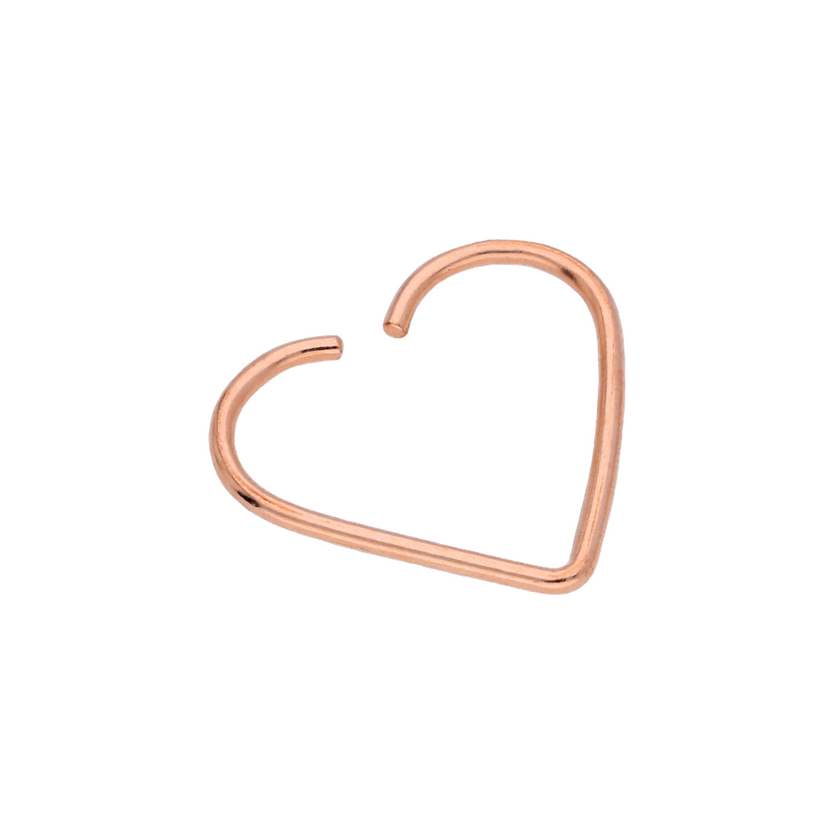 Piercing Daith en or rose 9 carats avec cœur, calibre 22
