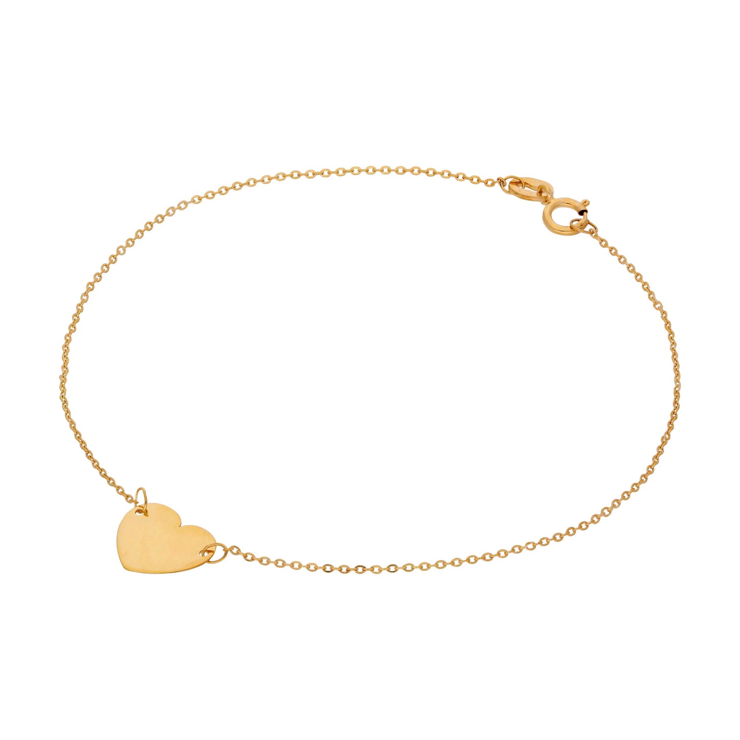 Bracelet cœur gravable en or fin 9 carats de 18 cm