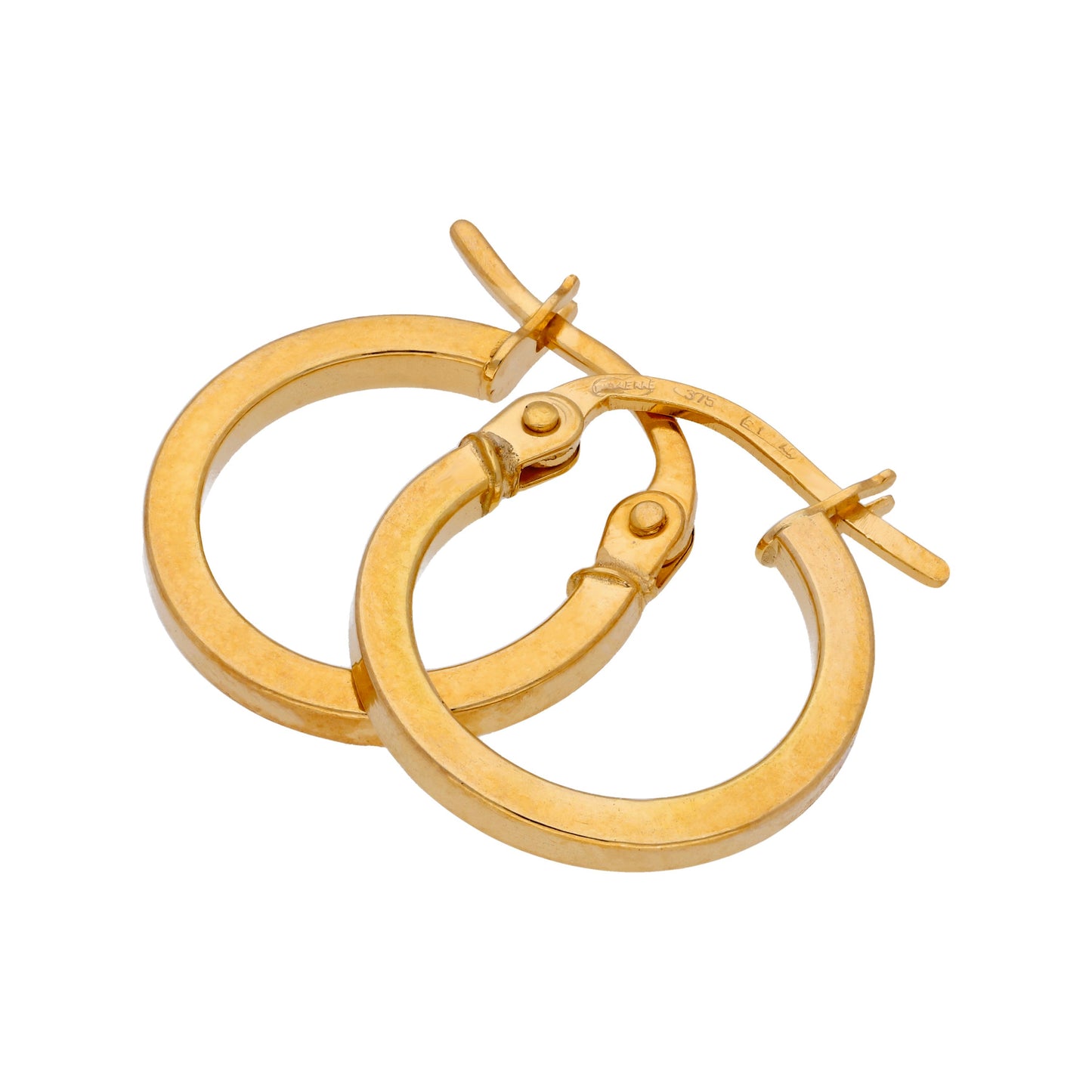 Boucles d'oreilles créoles carrées à charnière en or 9 carats de 12 mm