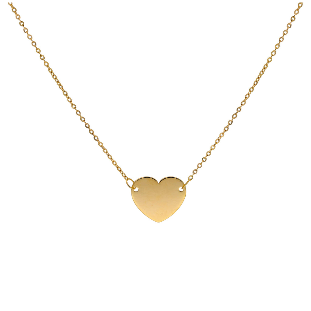 Collier en or fin 9 carats avec pendentif cœur gravé, 40,6 cm