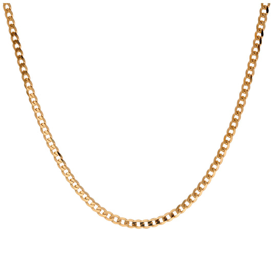Collier gourmette en or 9 carats de 2 mm d'épaisseur, taille diamant, 50 cm