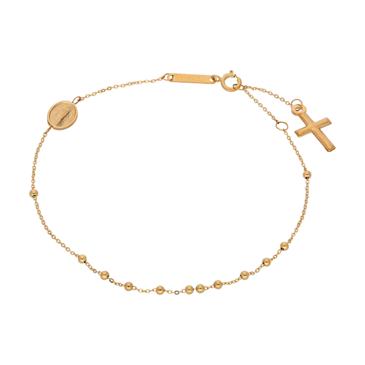 Bracelet chapelet réglable en or 9 carats - 17,8 cm