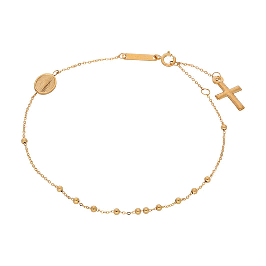 Bracelet chapelet réglable en or 9 carats - 17,8 cm