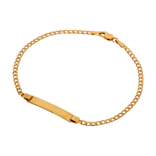 Bracelet d'identification en or 9 carats avec diamants taillés en diamants, 17,8 cm
