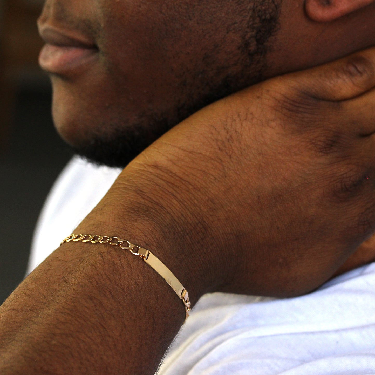 Bracelet gourmette en or 9 carats de 5 mm avec diamants taille diamant - 17,8 cm