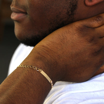 Bracelet gourmette en or 9 carats de 5 mm avec diamants taille diamant - 17,8 cm