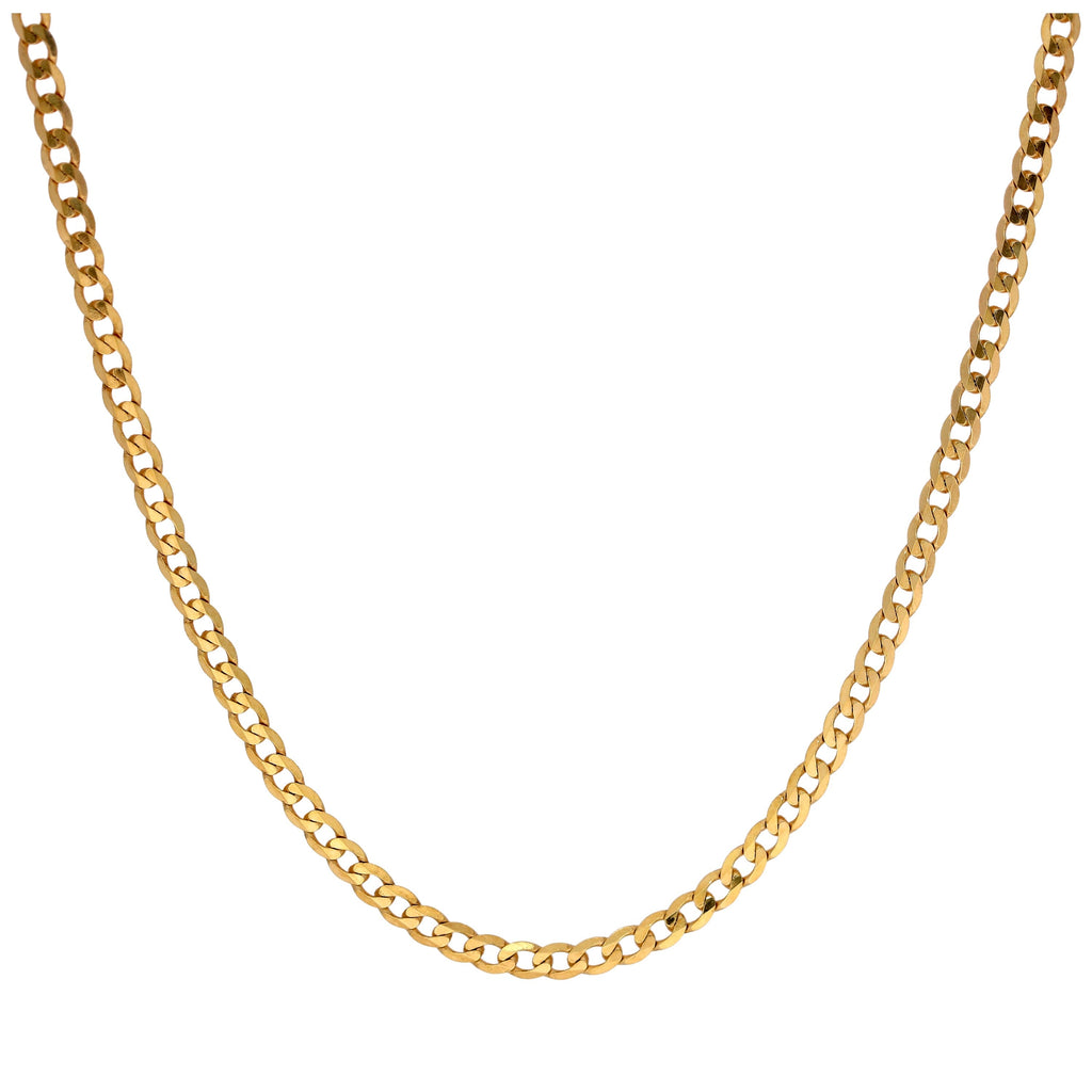 Collier gourmette en or 9 carats de 2 mm d'épaisseur, taille diamant, 45 cm
