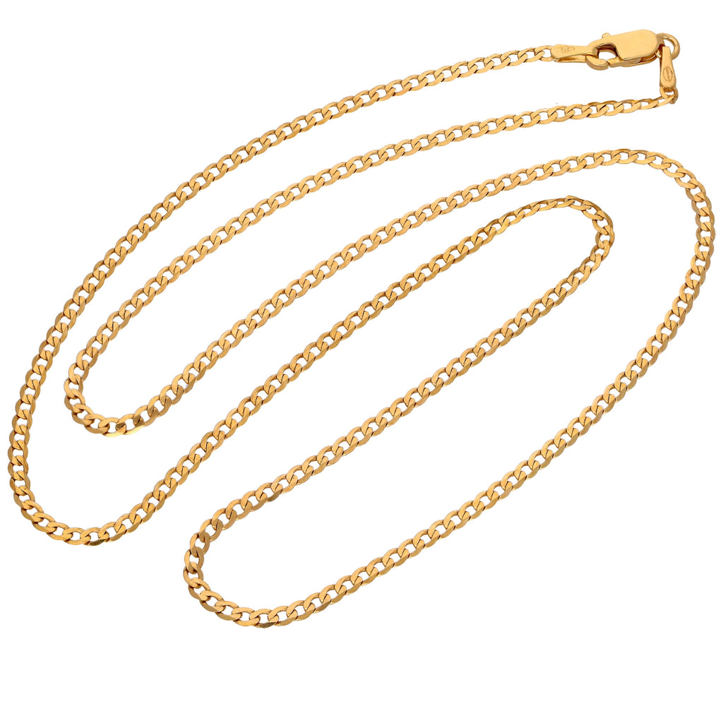 Collier gourmette en or 9 carats de 2 mm d'épaisseur, taille diamant, 45 cm