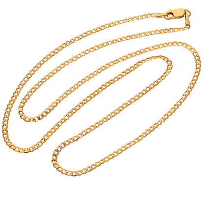 Collier gourmette en or 9 carats de 2 mm d'épaisseur, taille diamant, 45 cm