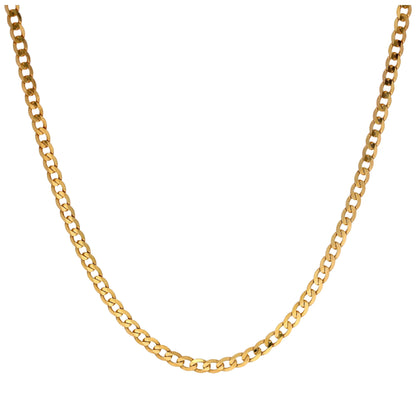 Collier gourmette en or 9 carats de 2 mm d'épaisseur, taille diamant, 45 cm