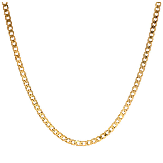 Collier gourmette en or 9 carats de 2 mm d'épaisseur, taille diamant, 45 cm