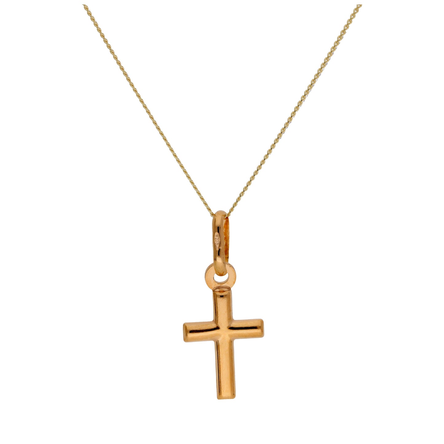 Collier croix unie en or jaune 9 carats - 40 à 55 cm