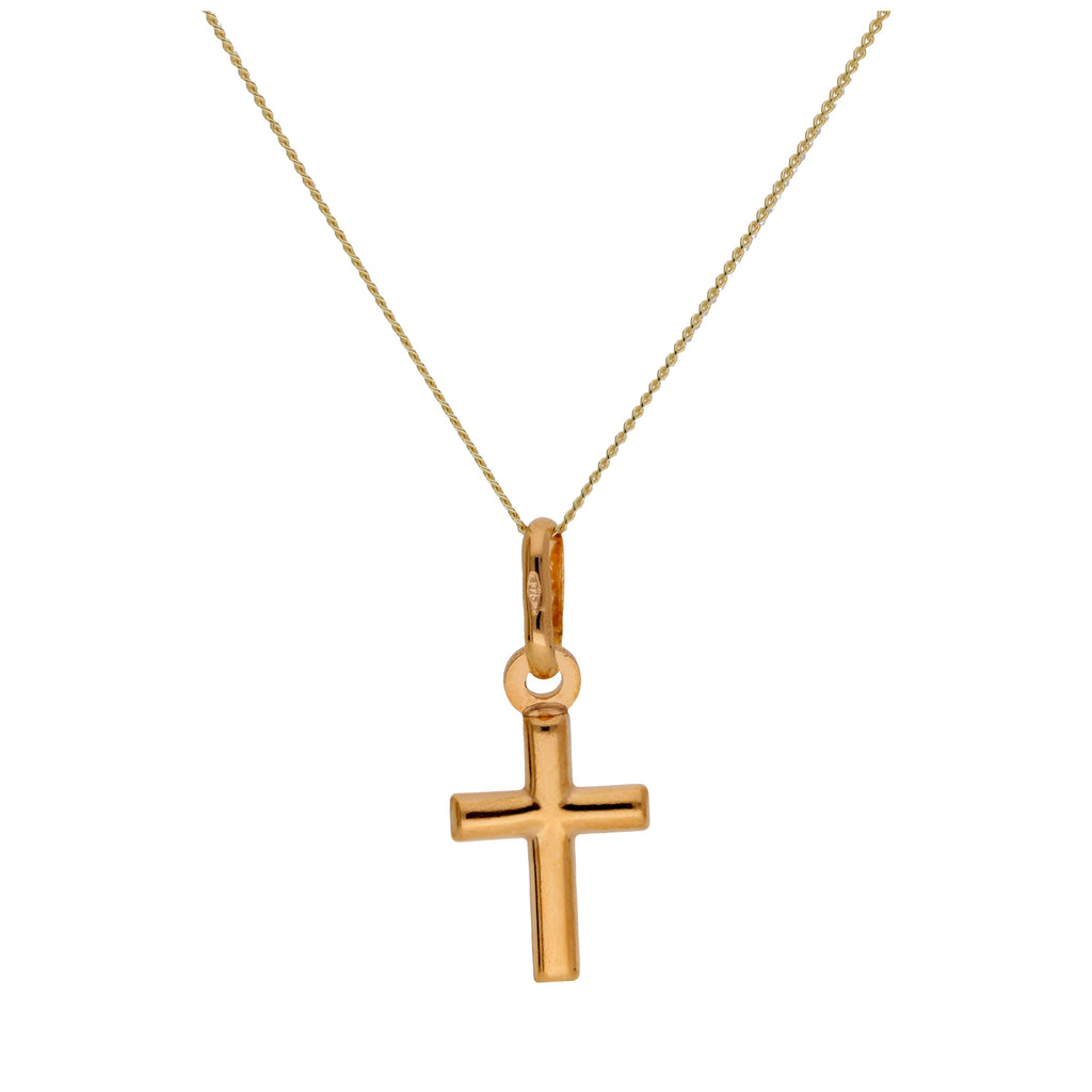 Collier croix unie en or jaune 9 carats - 50 à 55 cm