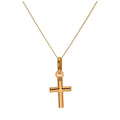 Collier croix unie en or jaune 9 carats - 50 à 55 cm
