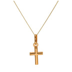 Collier croix unie en or jaune 9 carats - 50 à 55 cm