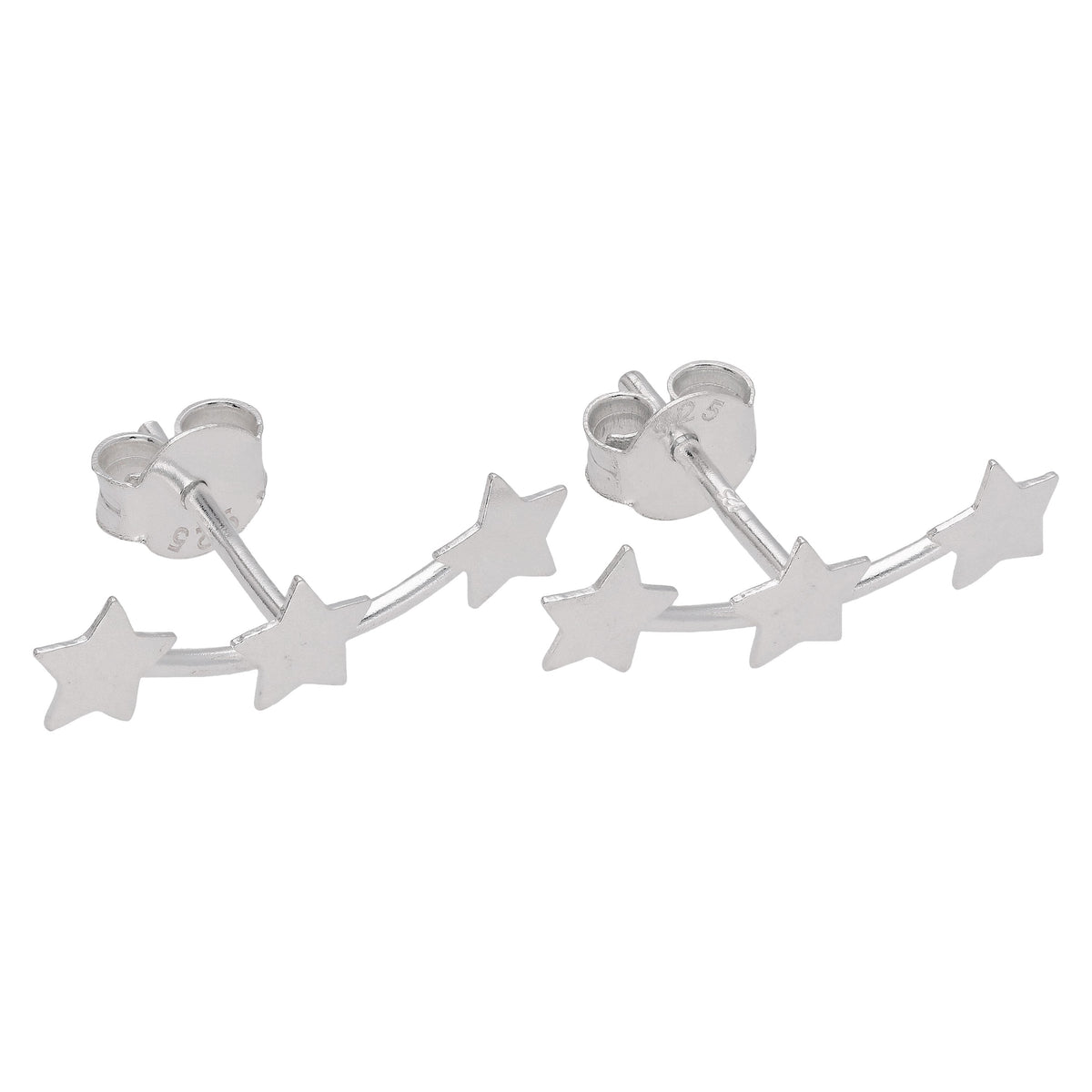 Boucles d'oreilles à tige triple étoile en argent sterling