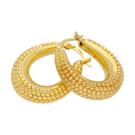 Boucles d'oreilles créoles épaisses et creuses en argent sterling plaqué or