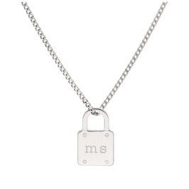 Collier cadenas sur mesure en argent sterling avec initiales, 40 à 71 cm