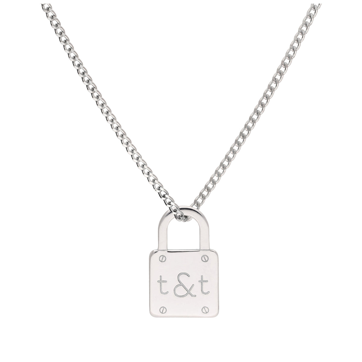 Collier cadenas sur mesure en argent sterling avec initiales, 40 à 71 cm