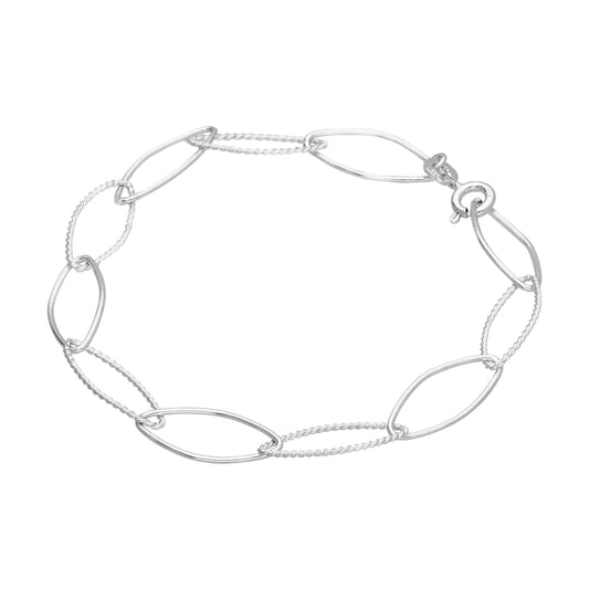 Bracelet chaîne à maillons ovales torsadés en argent sterling