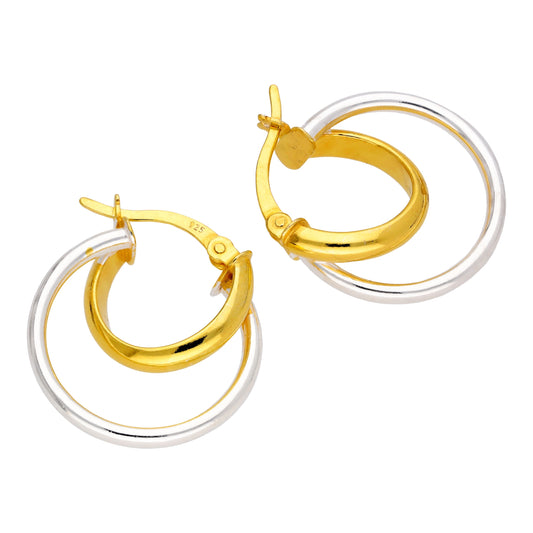 Boucles d'oreilles créoles doublement torsadées en argent sterling plaqué or