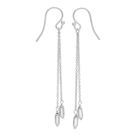 Boucles d'oreilles pendantes en argent sterling à double chaîne et pépites