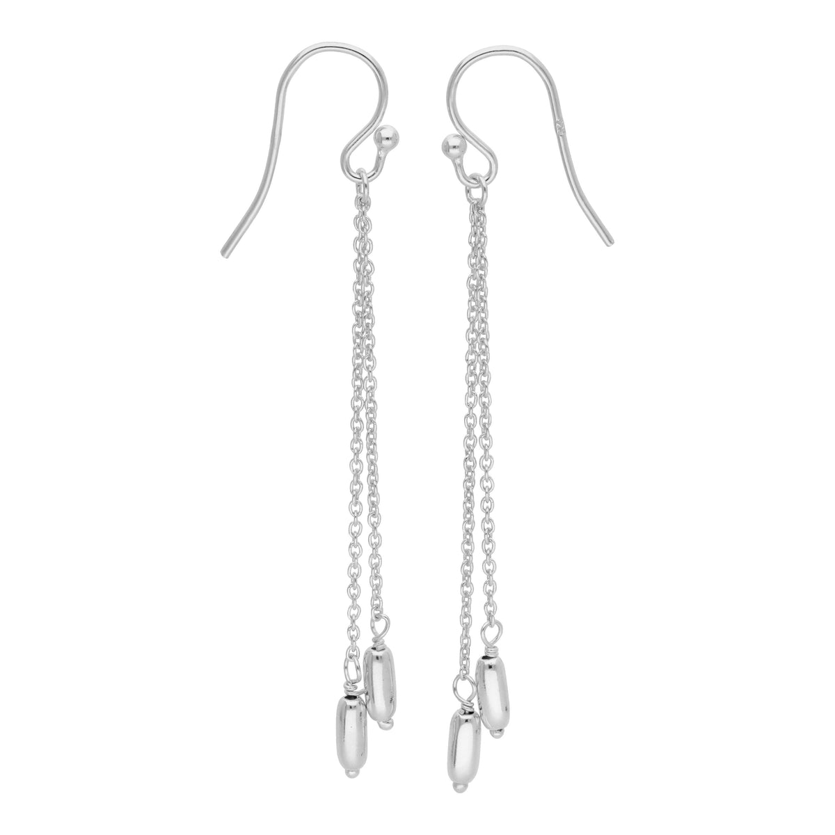 Boucles d'oreilles pendantes en argent sterling à double chaîne et pépites