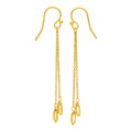 Boucles d'oreilles pendantes en argent sterling plaqué or avec double pépite