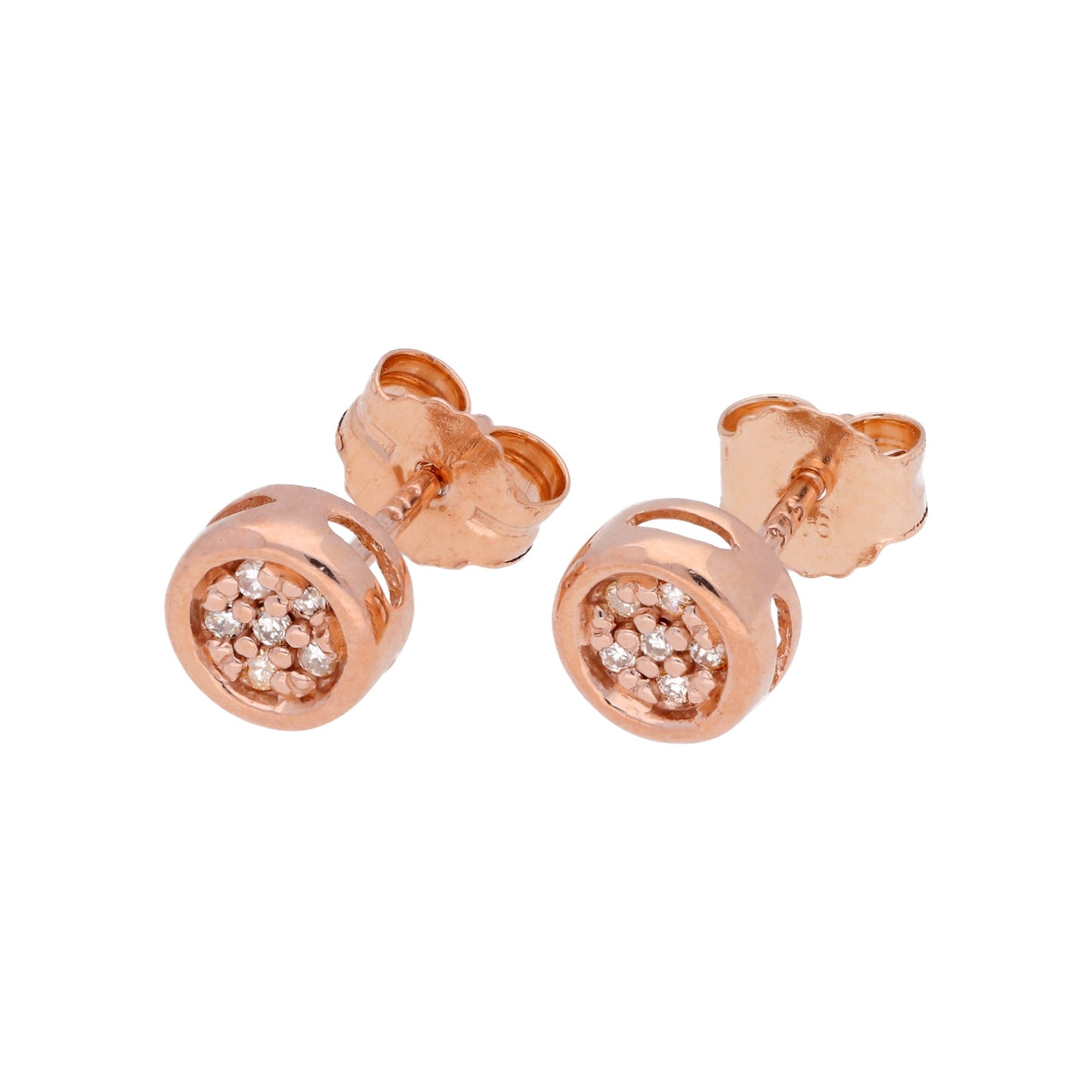 Boucles d'oreilles à tige en or rose 9 carats avec diamants de 0,054 ct