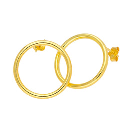 Boucles d'oreilles à tige en argent sterling plaqué or de 20 mm avec grand cercle ouvert