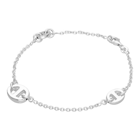 Bracelet Belcher à gros maillons ovales en argent sterling, 20 cm