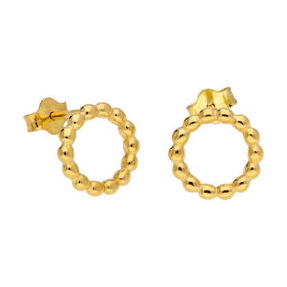 Boucles d'oreilles à tige en argent sterling plaqué or avec perles en forme de cercle