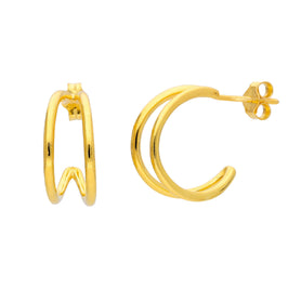 Boucles d'oreilles créoles à double griffe en argent sterling plaqué or