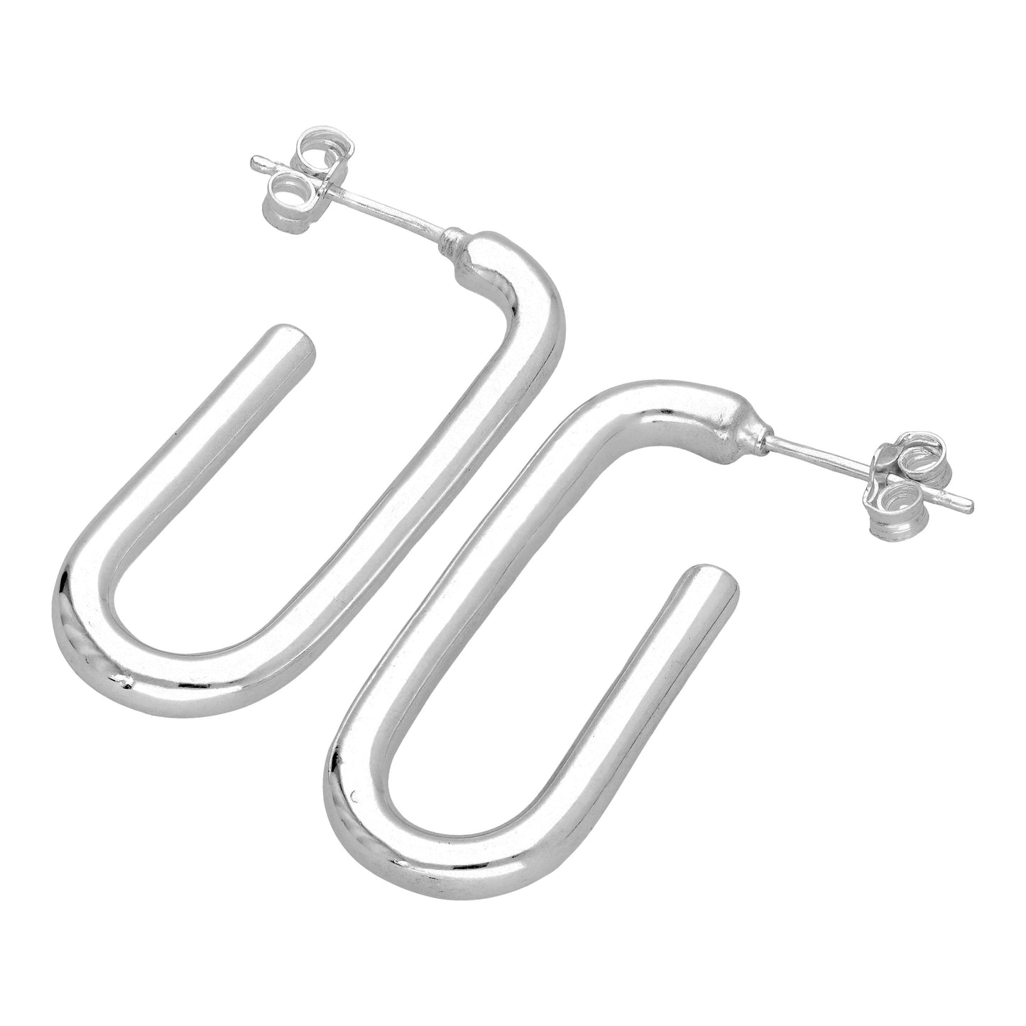 Boucles d'oreilles créoles ovales ouvertes en argent sterling