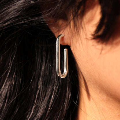 Boucles d'oreilles créoles ovales ouvertes en argent sterling