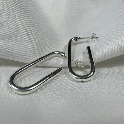 Boucles d'oreilles créoles ovales ouvertes en argent sterling