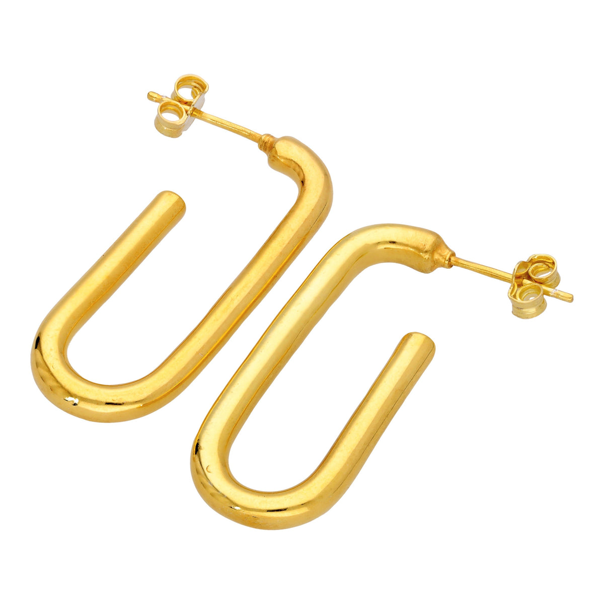 Boucles d'oreilles créoles ovales ouvertes en argent sterling plaqué or
