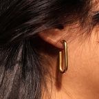 Boucles d'oreilles créoles ovales ouvertes en argent sterling plaqué or