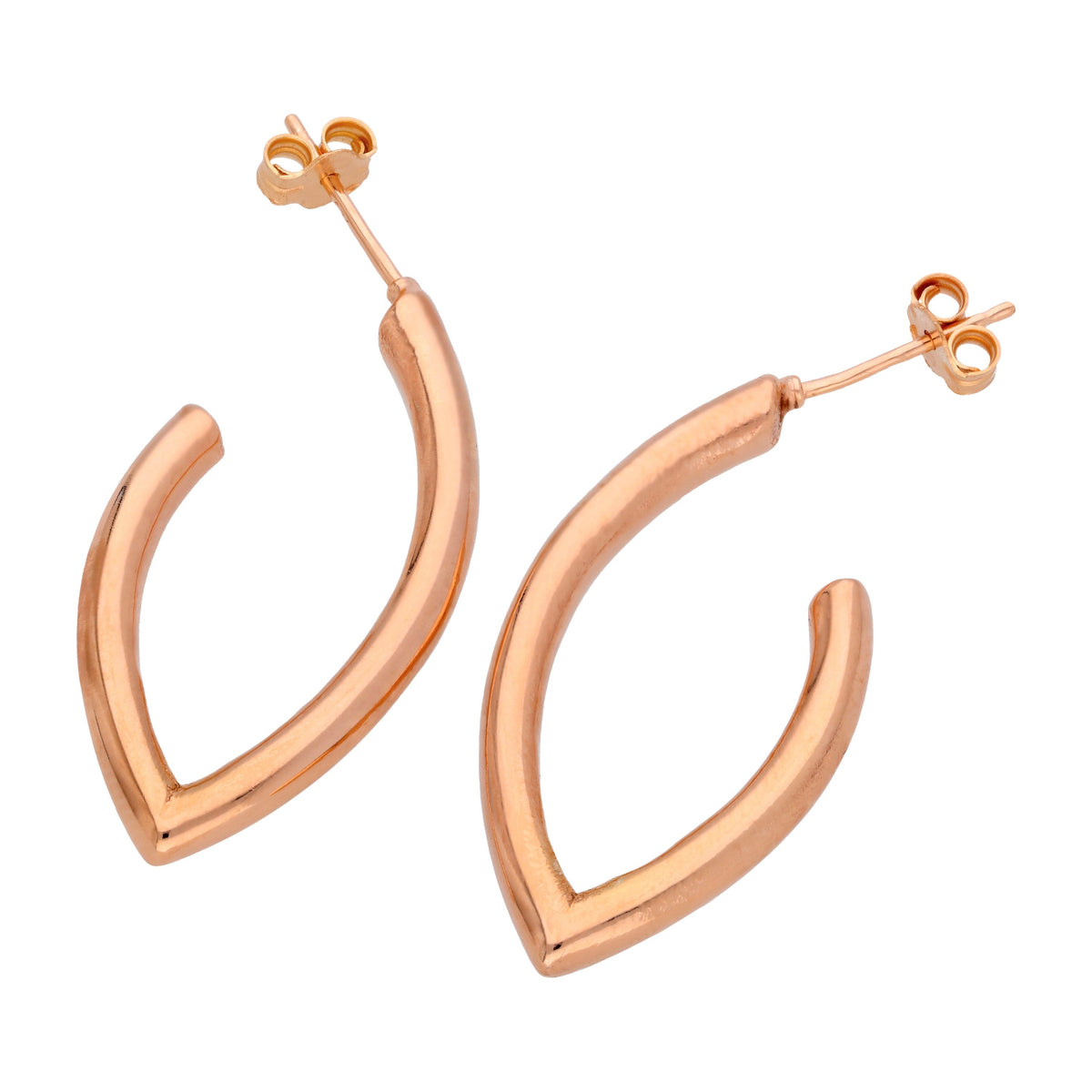 Boucles d'oreilles créoles ovales en argent sterling plaqué or rose